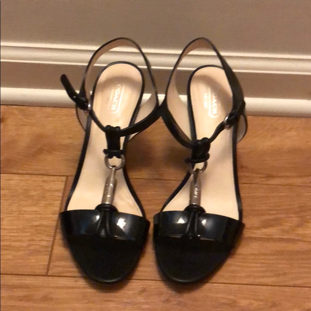 Coach black leather sandals